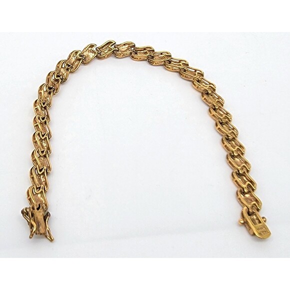Gold Vermeil Over Sterling Silver Link Bracelet 7.5" Stamped 925 China Elegant - Picture 13 of 17